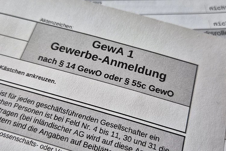 Ausschnitt eines Antrages zur Gewerbe-Anmeldung